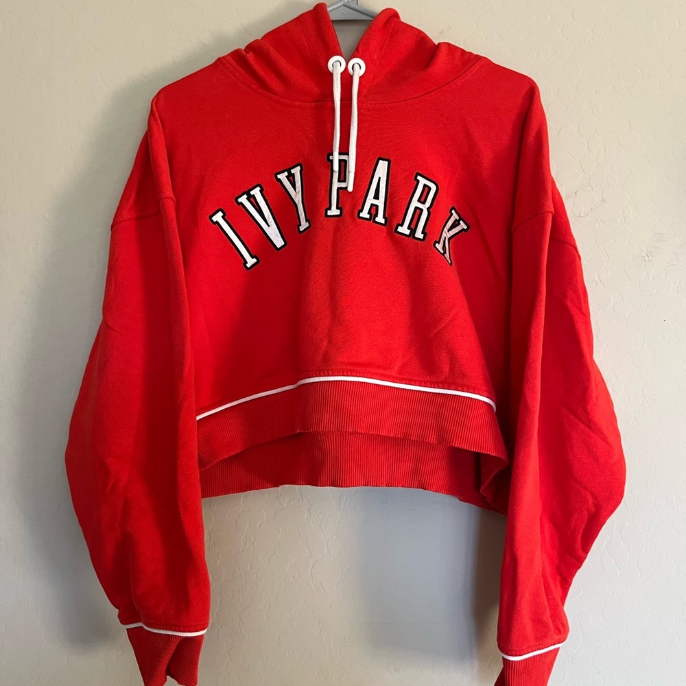 Ivy Park cropped orange baseball hoodie
